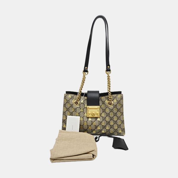 Padlock Small Monogram Coated Canvas Beige