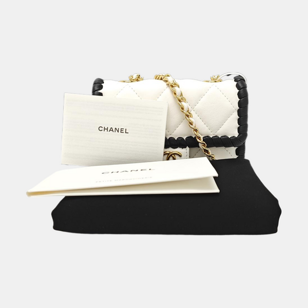 Quilted Lambskin Shoulder Bag White