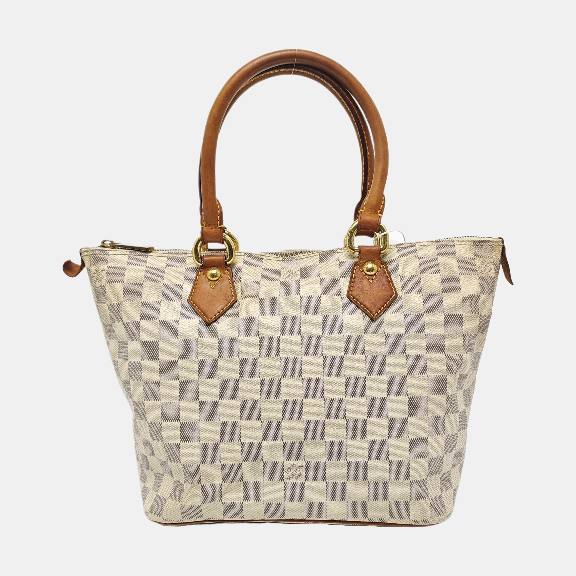 SALEYA PM Damier Azur Coated Canvas White