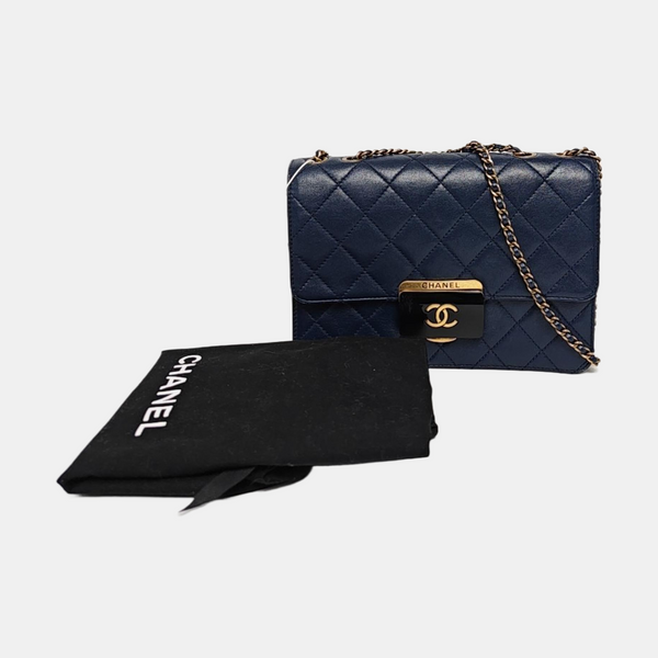BEAUTY LOCK Quilted Lambskin Blue