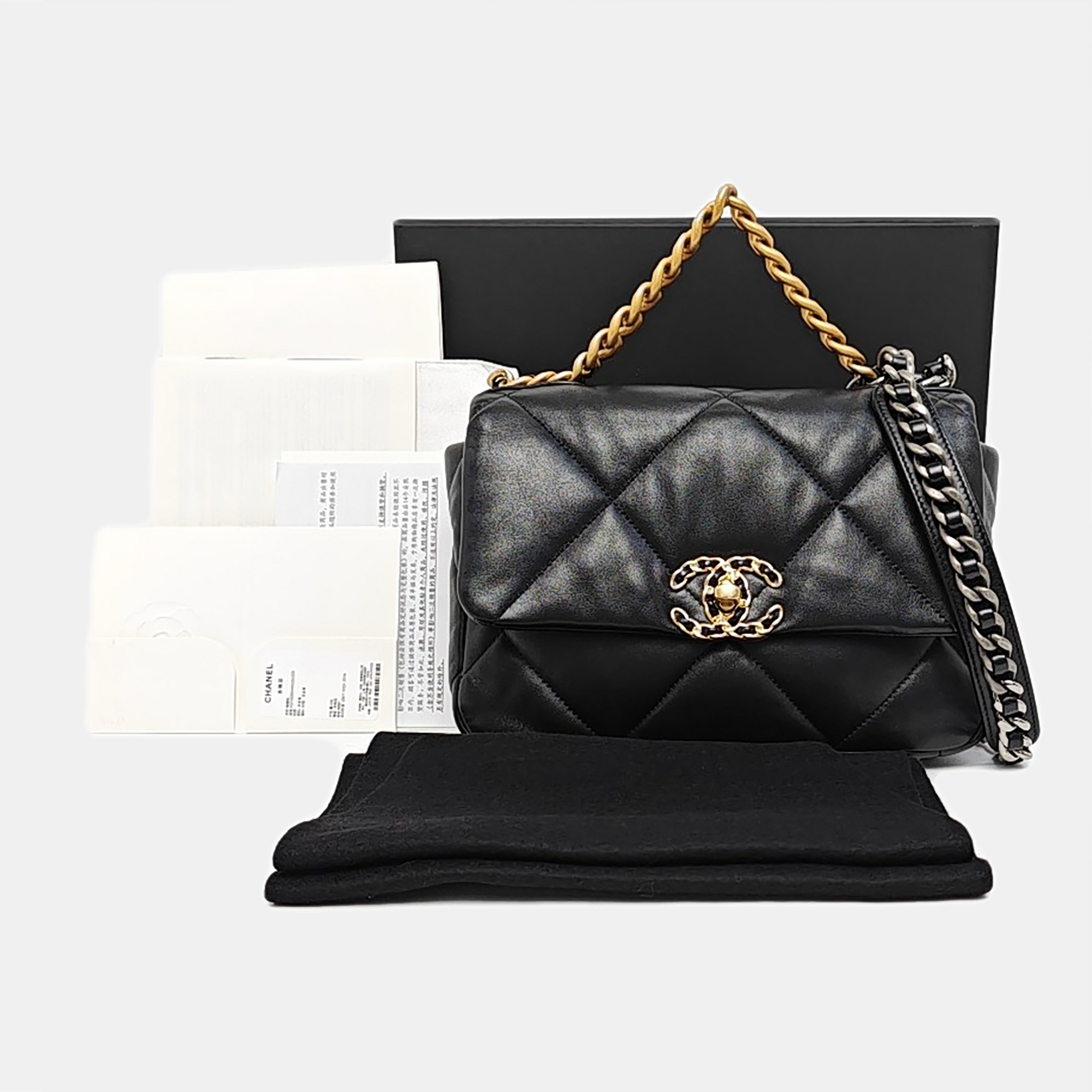 CHANEL 19 Small Quilted Lambskin Black