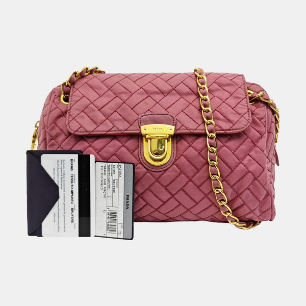 Quilted Nylon Shoulder Bag Pink