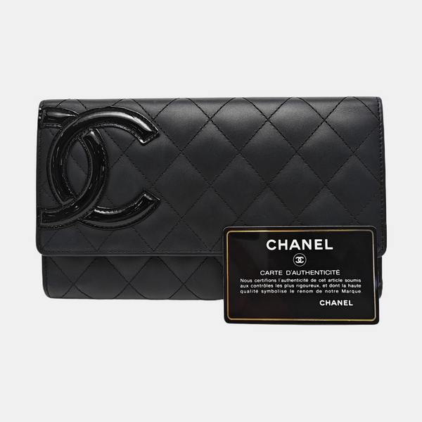 Authenticated pre-owned  CAMBON Quilted Calfskin Black - Clutch at Looply
