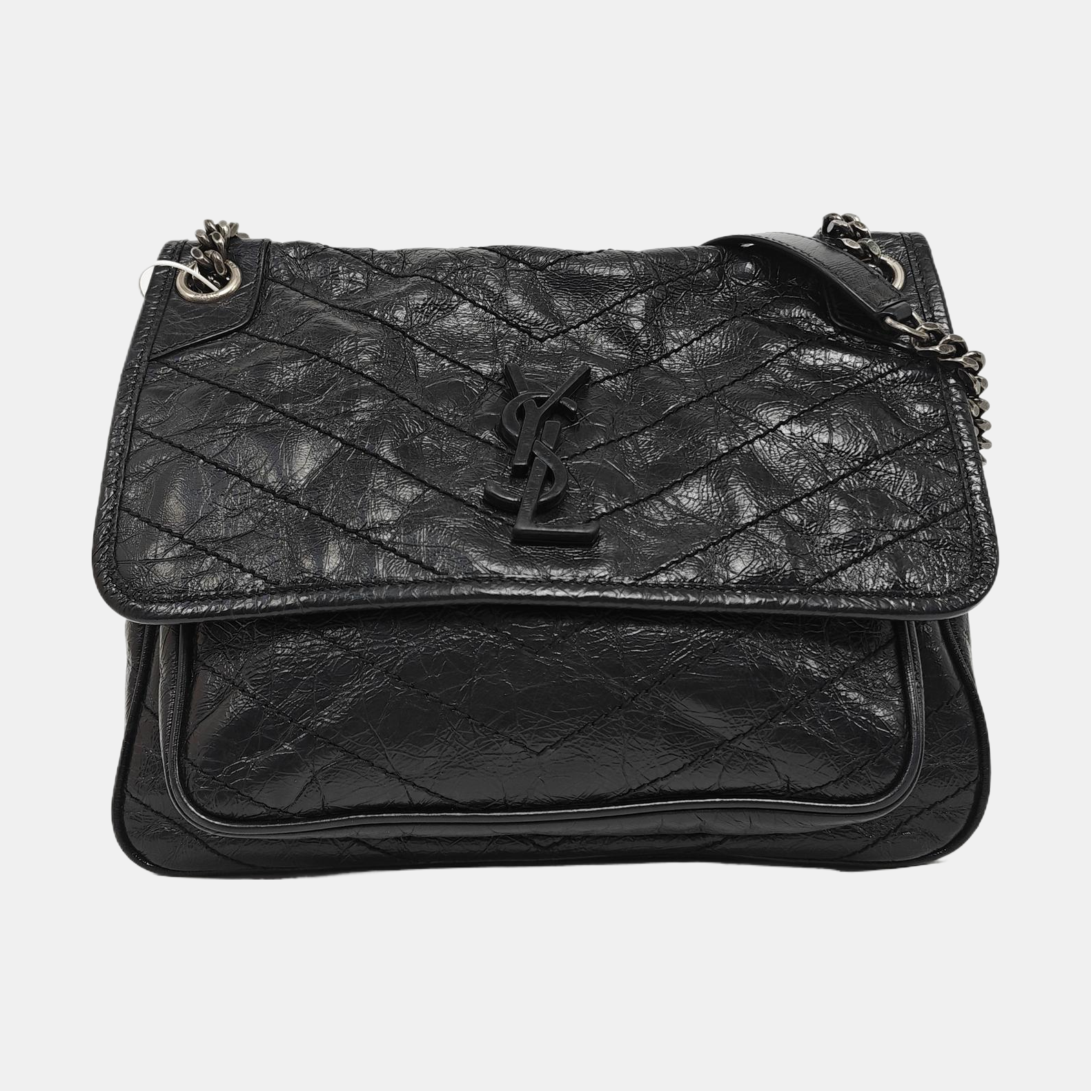 NIKI Medium Chevron Calfskin Black