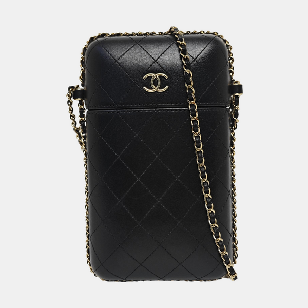 Quilted Lambskin Shoulder Bag Black