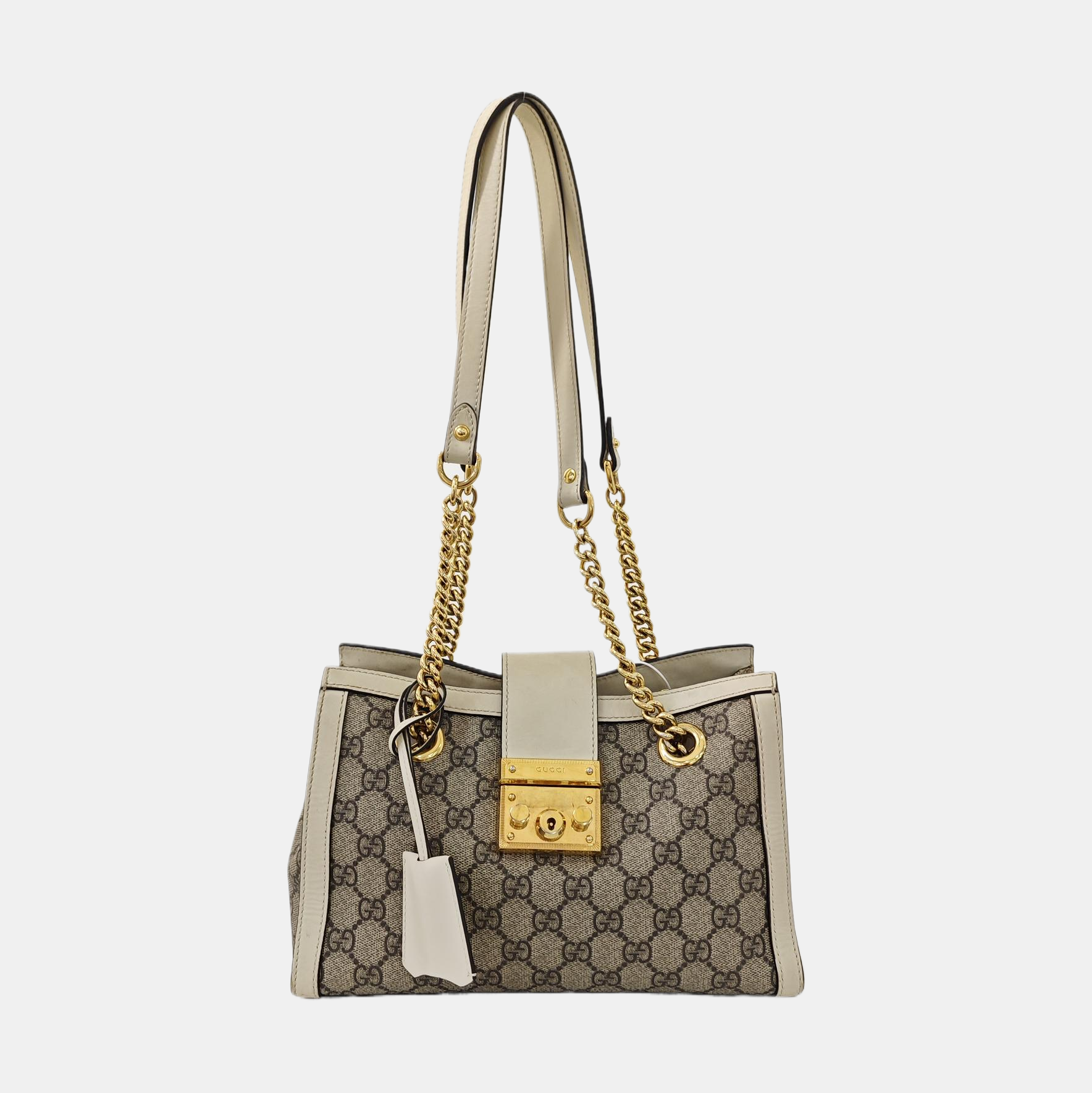 Padlock Small Monogram Coated Canvas Beige