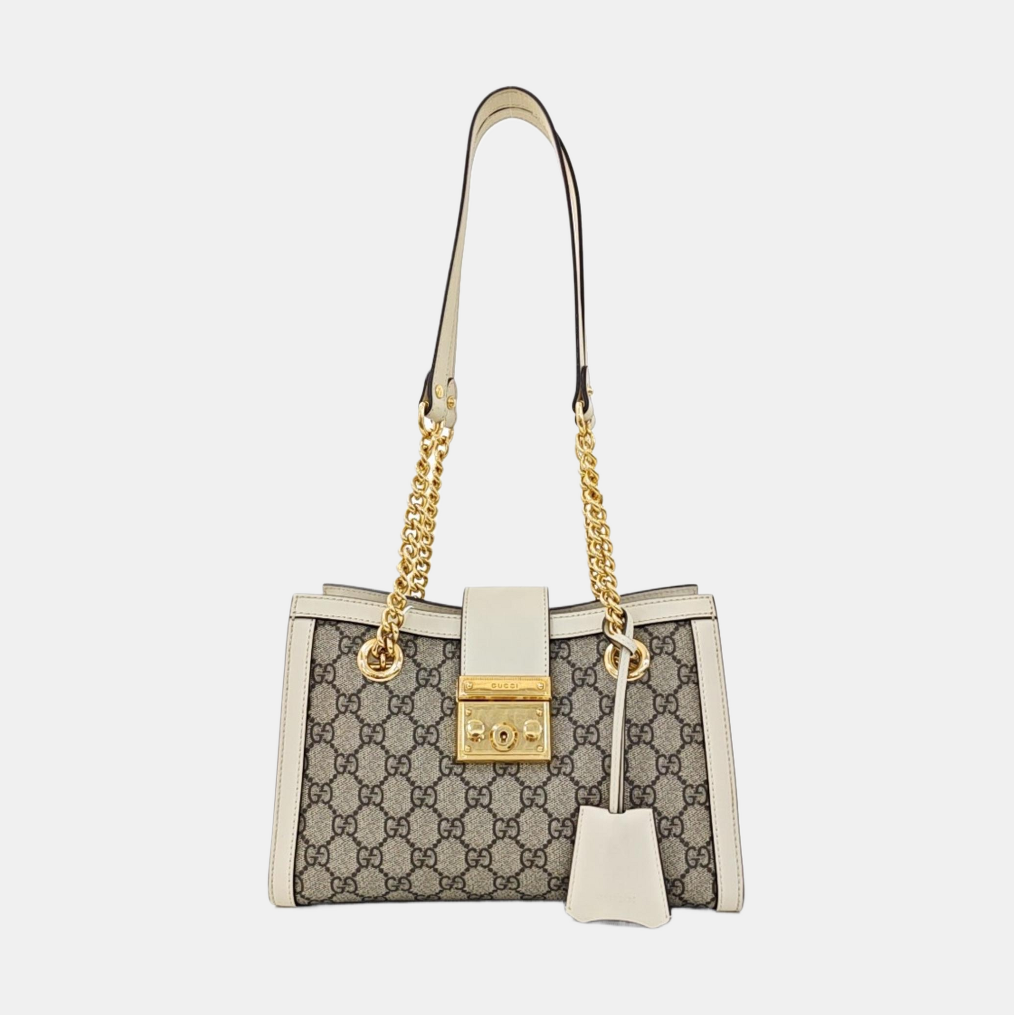 Padlock Small Monogram Coated Canvas Beige