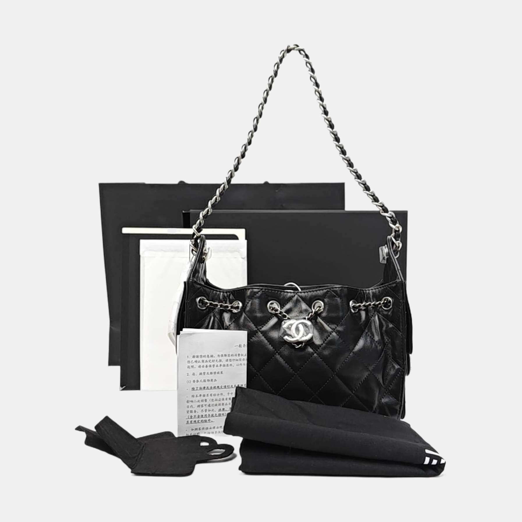 CHANEL 25 Mini Quilted Calfskin Black