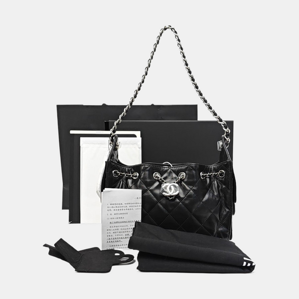 CHANEL 25 Mini Quilted Calfskin Black