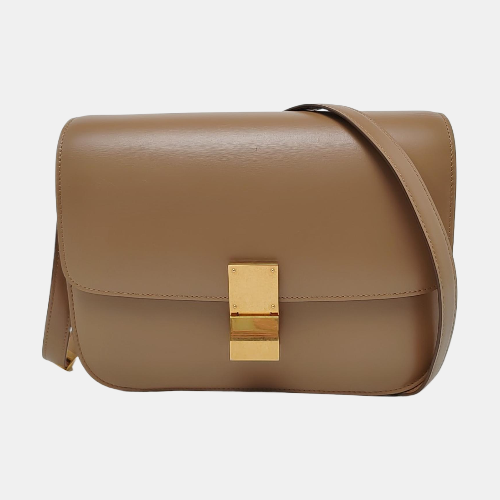 Authenticated pre-owned  CLASSIC BOX Medium Calfskin Brown - Crossbody Bag at Looply