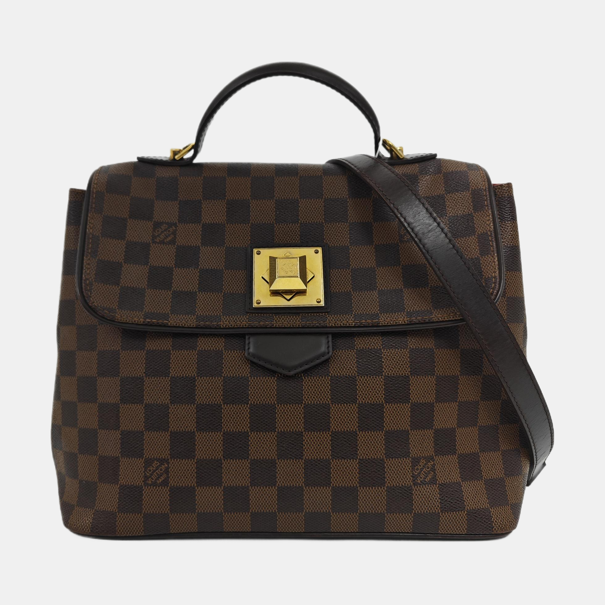BERGAMO MM Damier Ebene Coated Canvas Brown