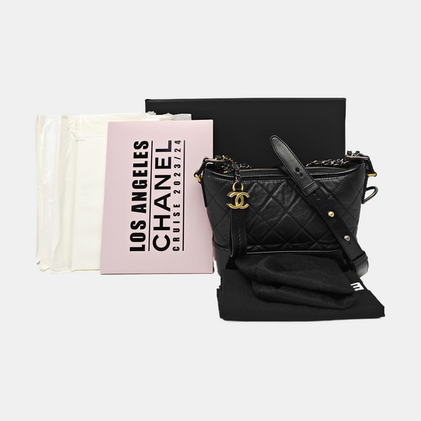 GABRIELLE Small Quilted Calfskin Black