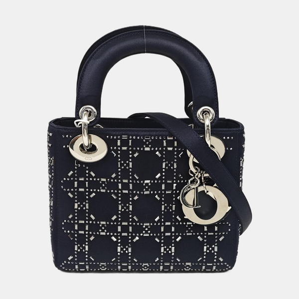 Lady Dior Mini Silk Satin Blue