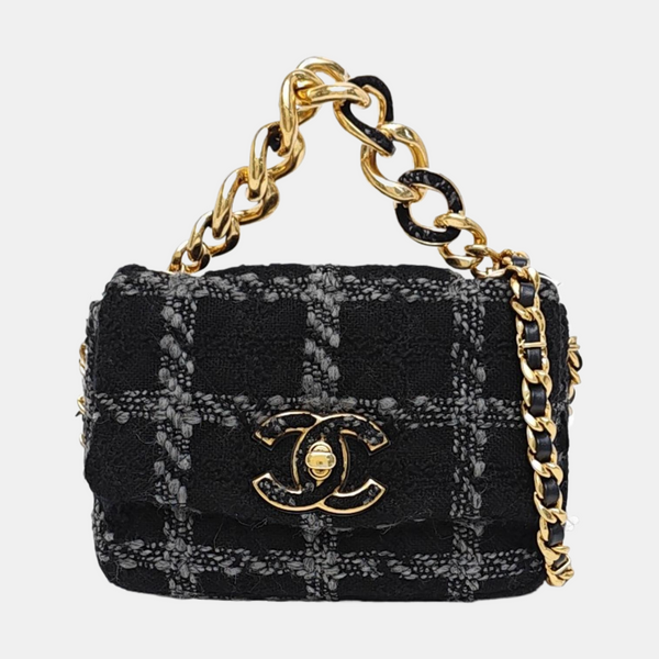CHANEL 19 Small Quilted Wool Black