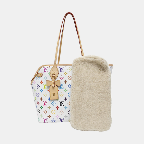 LV × TM NEVERFULL MM Monogram Coated Canvas White