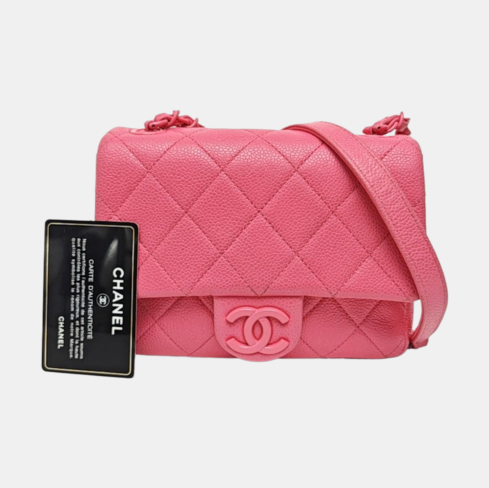 CLASSIC FLAP Mini Quilted Grained Calfskin Red