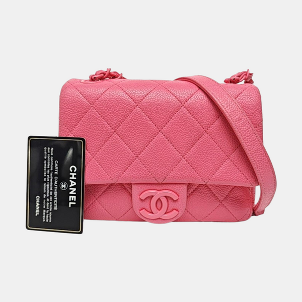 CLASSIC FLAP Mini Quilted Grained Calfskin Red