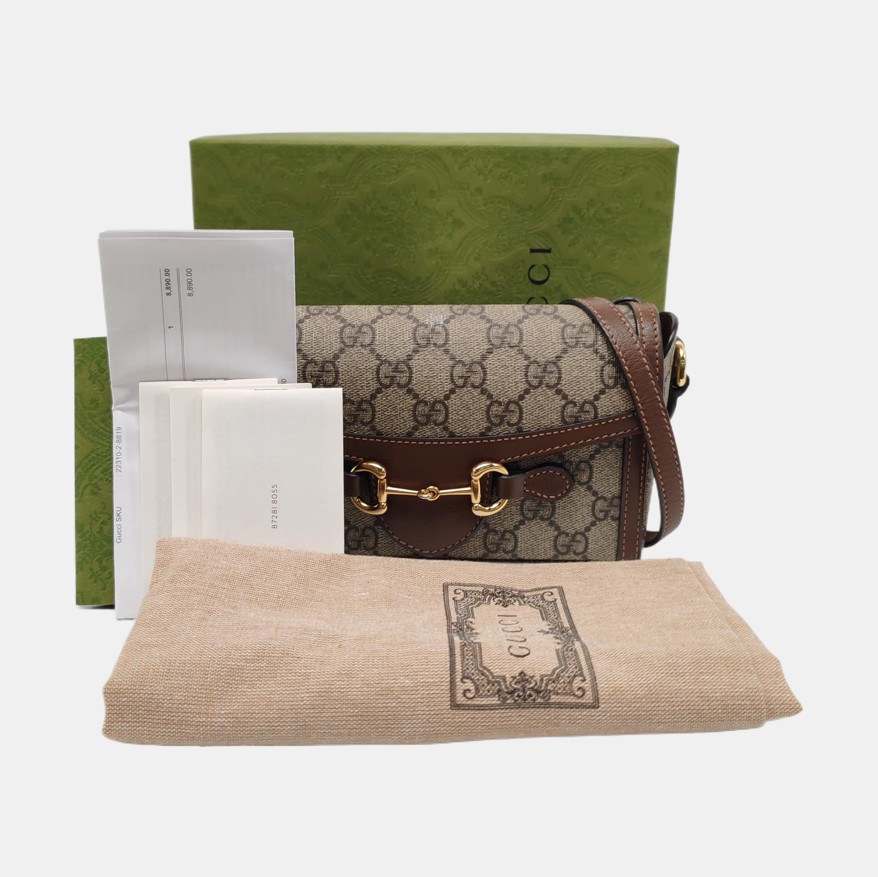 Horsebit 1955 Mini Monogram Coated Canvas Beige