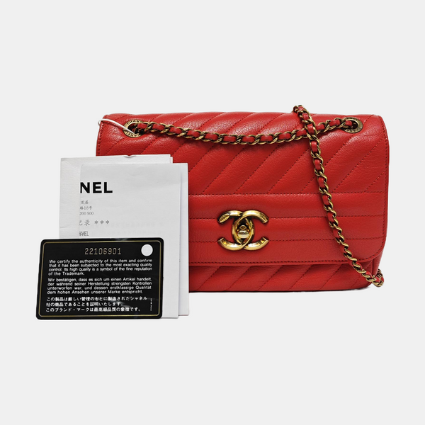 Quilted Calfskin Shoulder Bag Red