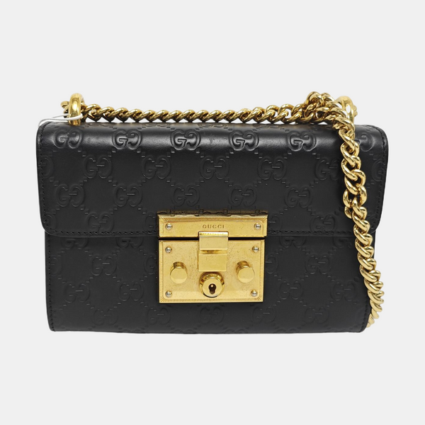 Authenticated pre-owned  Padlock Small Monogram Calfskin Black - Shoulder Bag at Looply