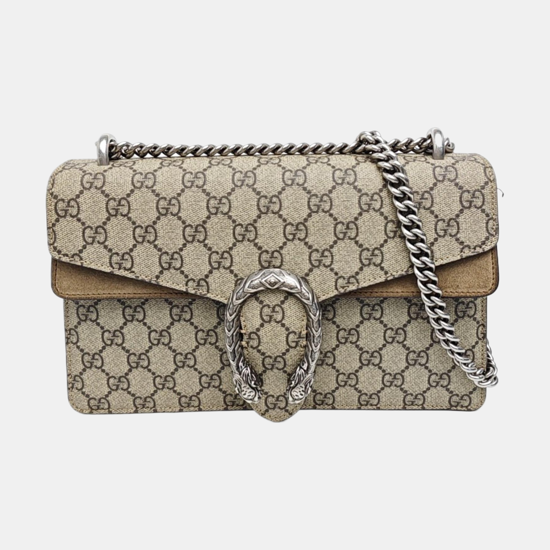 Dionysus Small Monogram Coated Canvas Beige