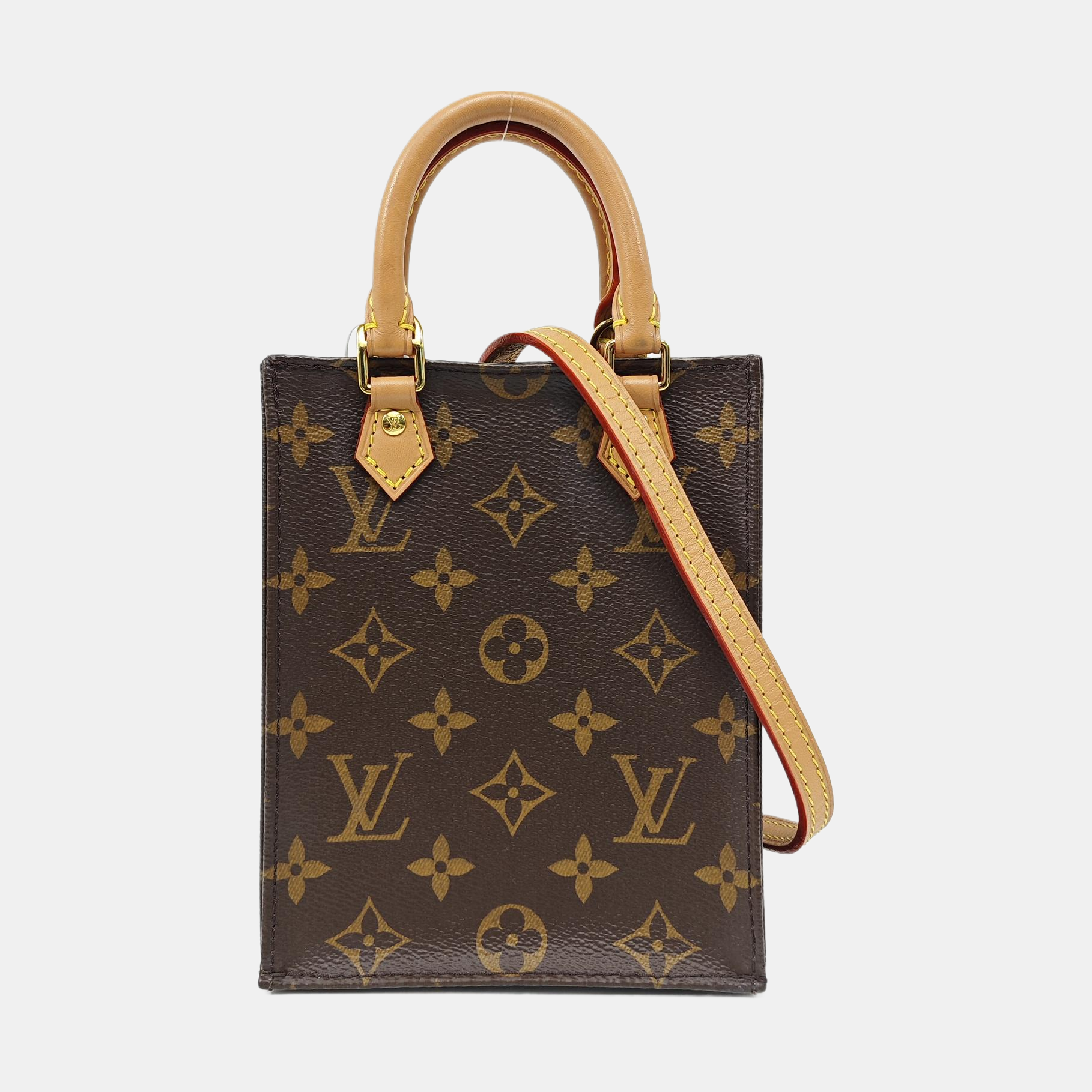 SAC PLAT Mini Monogram Coated Canvas Brown