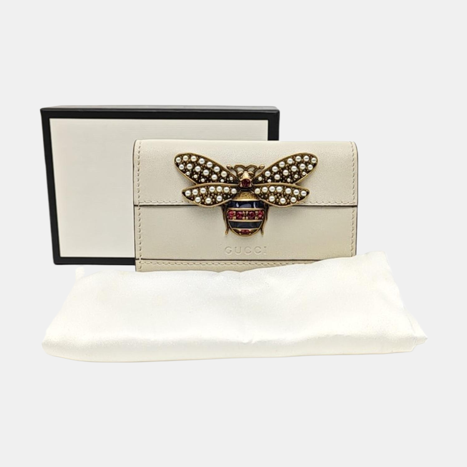 Queen Margaret Calfskin White Card Holder