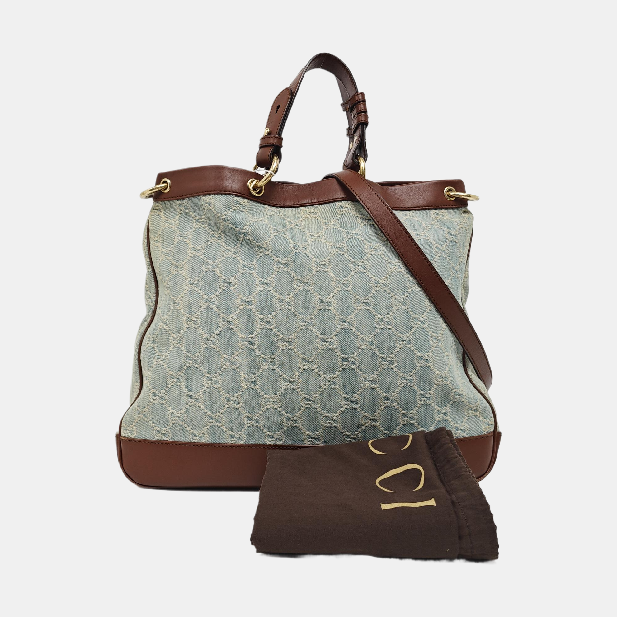 Monogram Denim Tote Bag Blue