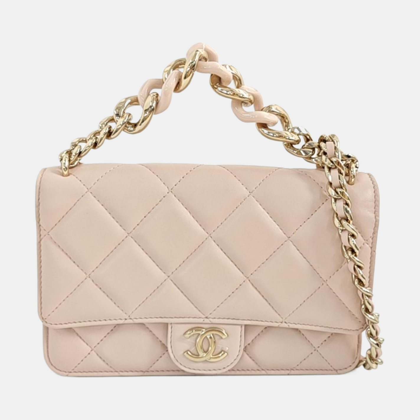 Quilted Lambskin Shoulder Bag Pink