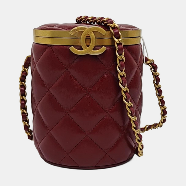 CROWN BOX VANITY Quilted Lambskin Red