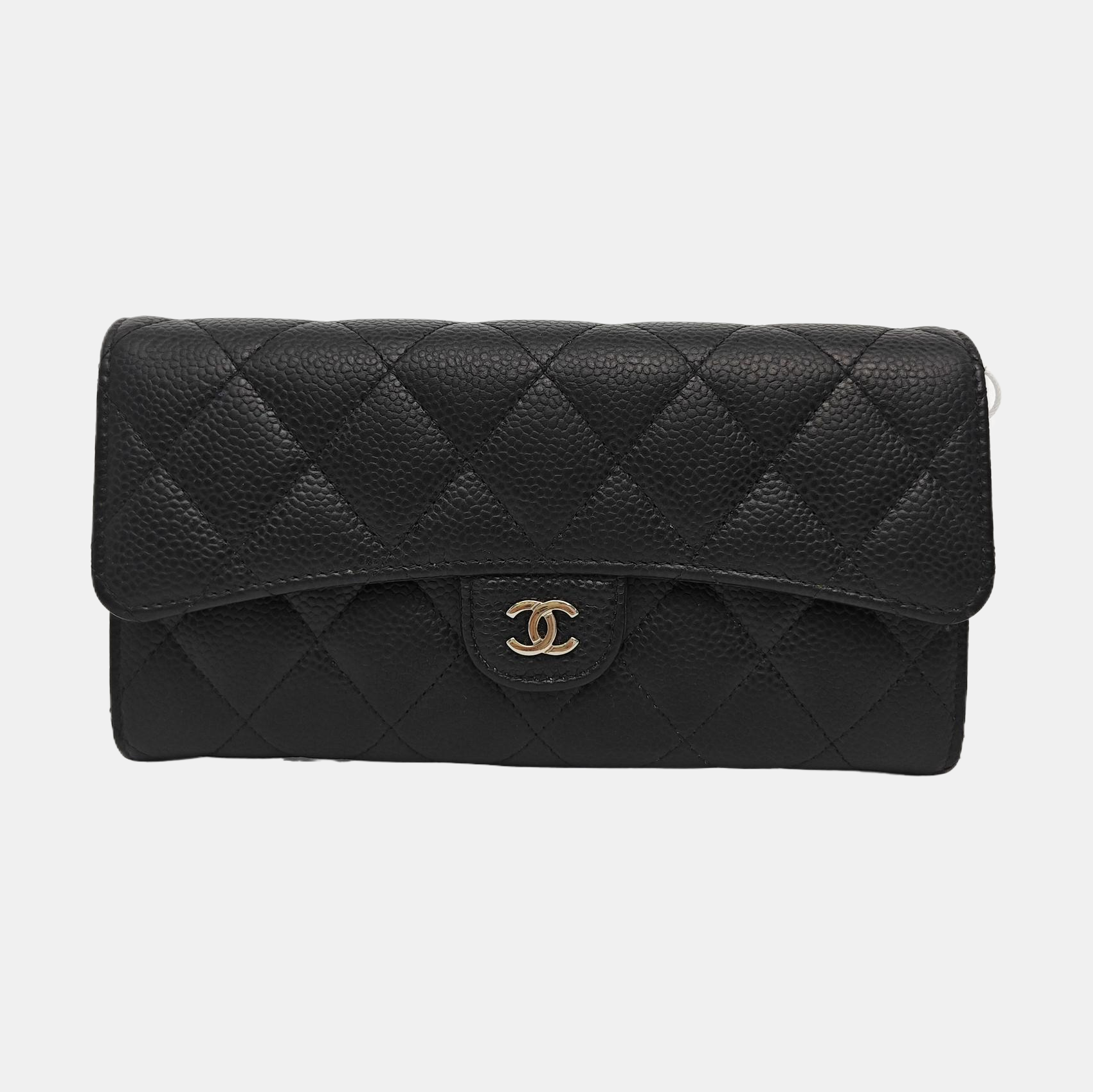 CLASSIC FLAP Mini Quilted Grained Calfskin Black Wallet