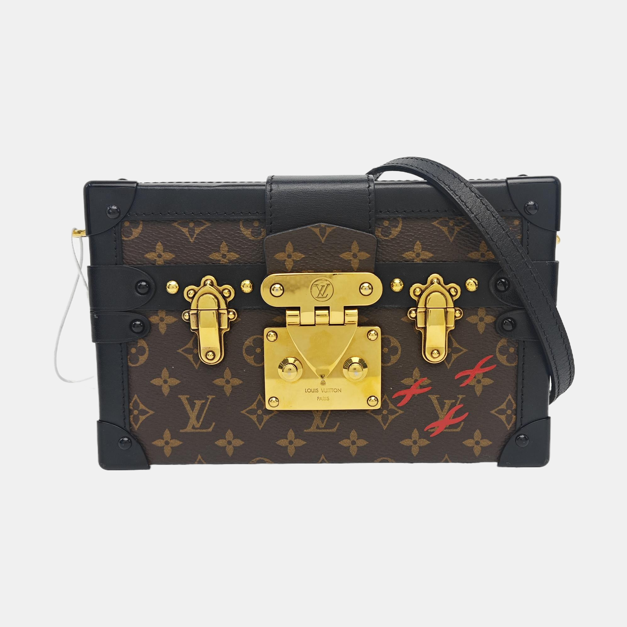 PETITE MALLE Monogram Coated Canvas Brown