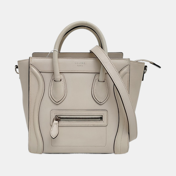 Authenticated pre-owned  LUGGAGE Nano Calfskin White - Tote Bag at Looply
