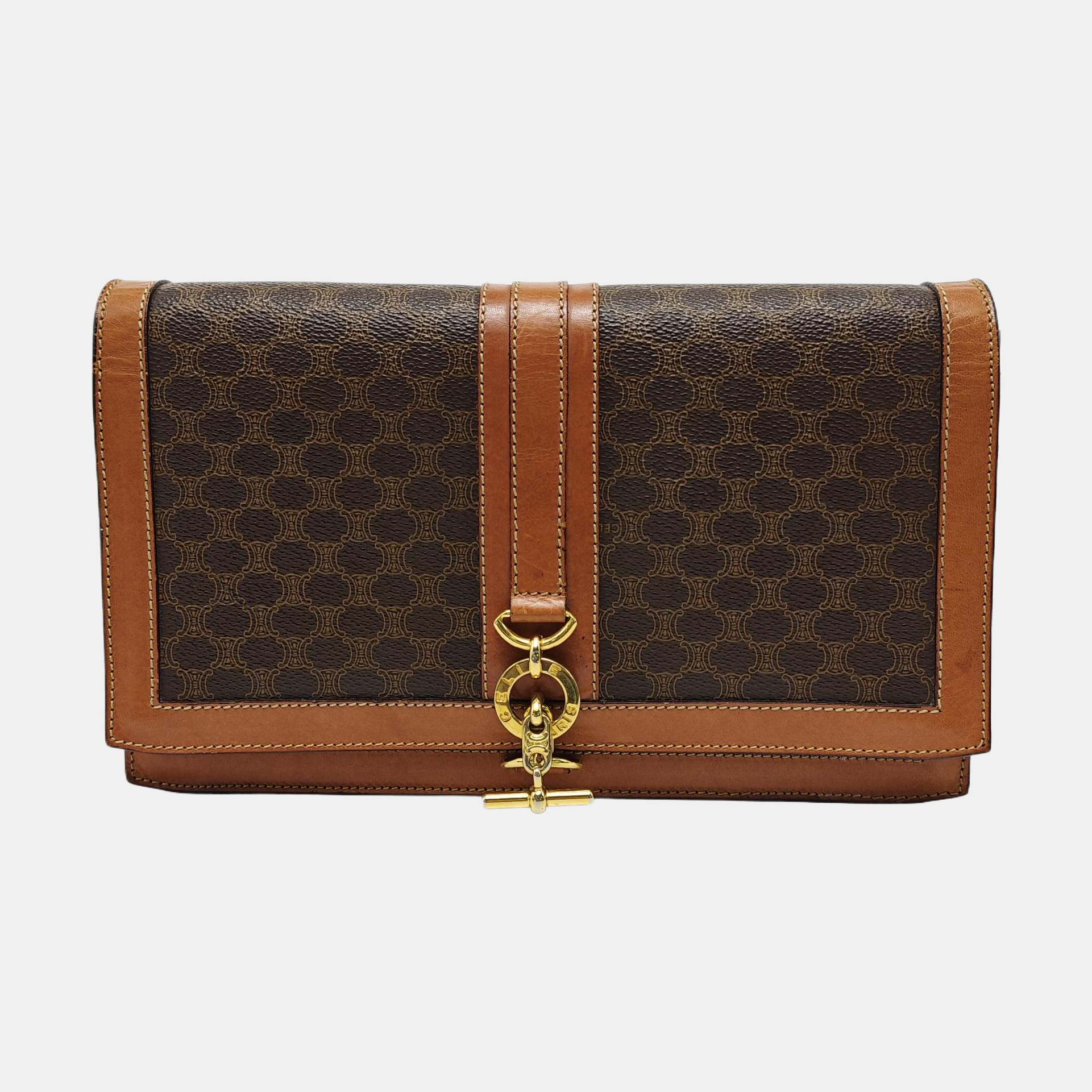 Coated Canvas Shoulder Bag Brown