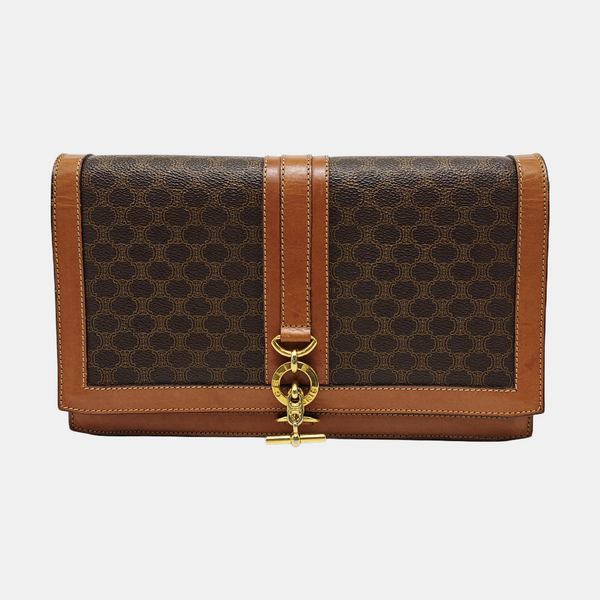 Coated Canvas Shoulder Bag Brown