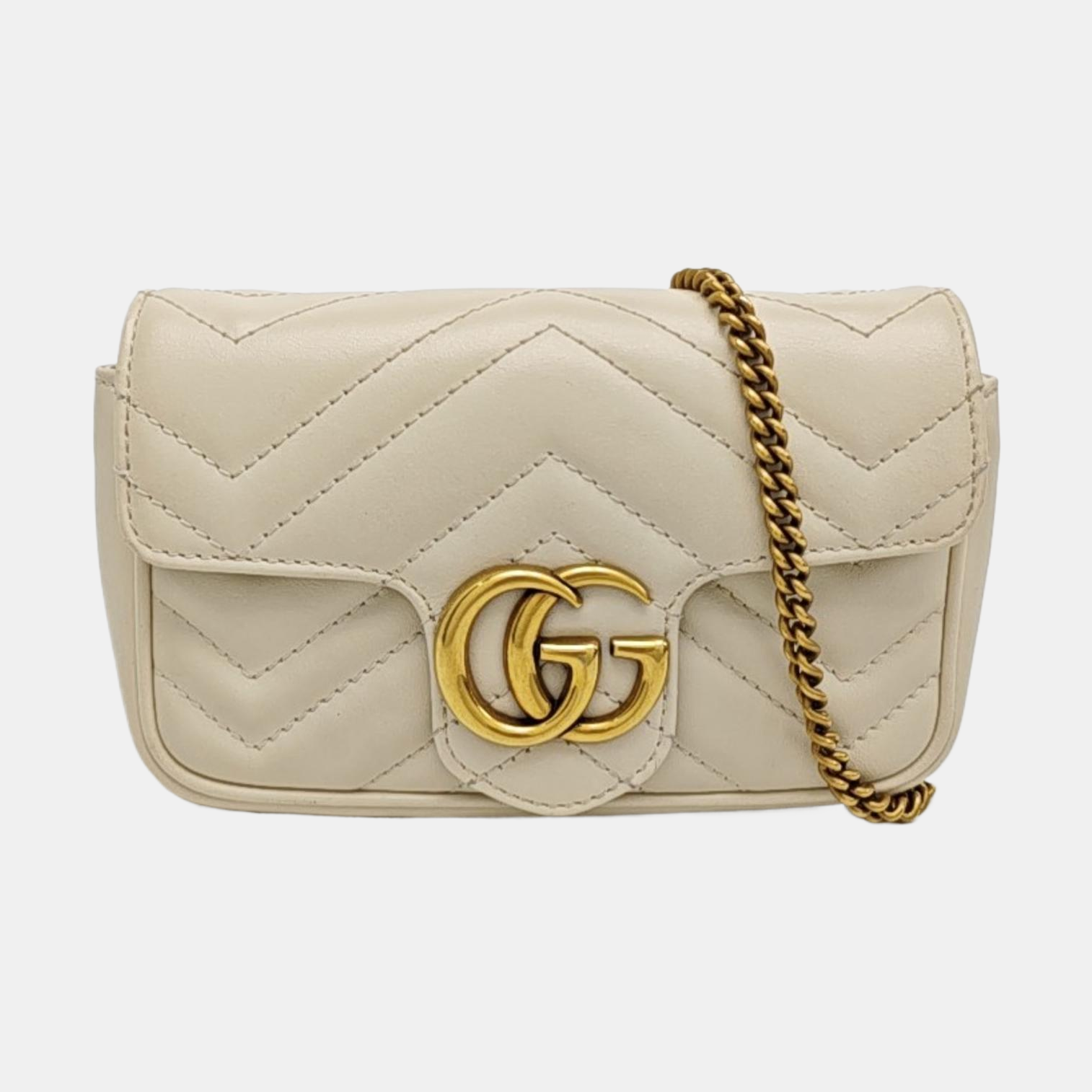 GG Marmont Mini Quilted Calfskin White