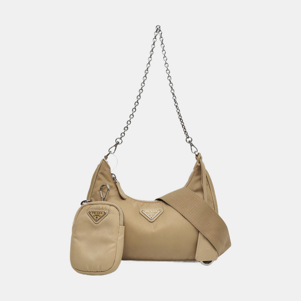 Authenticated pre-owned  Re-Edition2005 Nylon Beige - Crossbody Bag at Looply