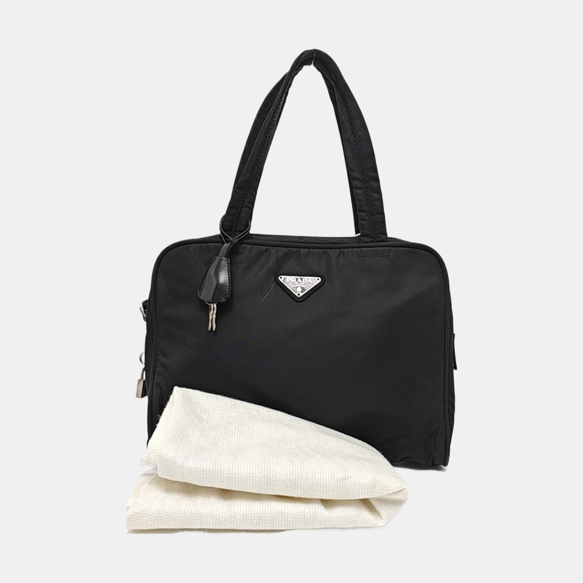 Nylon Top Handle Bag Black