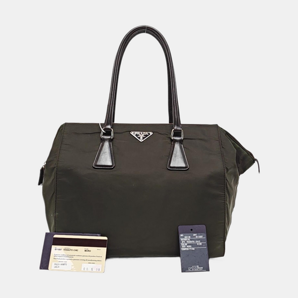 Nylon Top Handle Bag Green