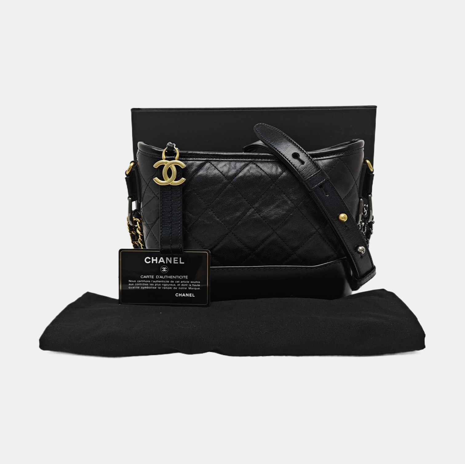 GABRIELLE Small Quilted Calfskin Black