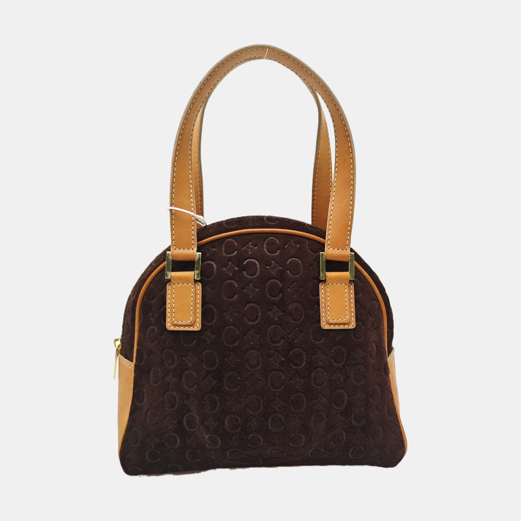 Suede Top Handle Bag Brown