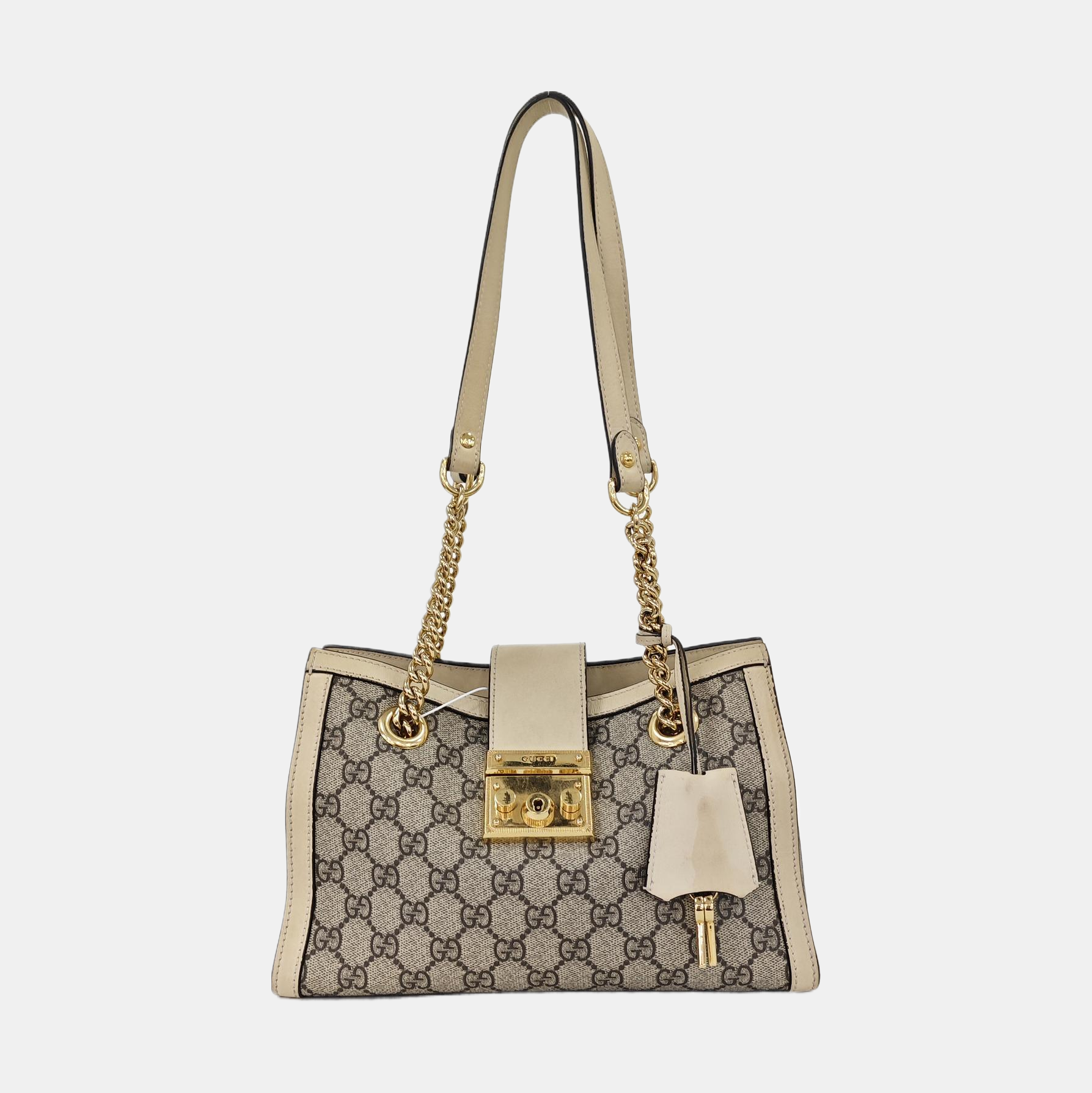 Padlock Small Monogram Coated Canvas Beige