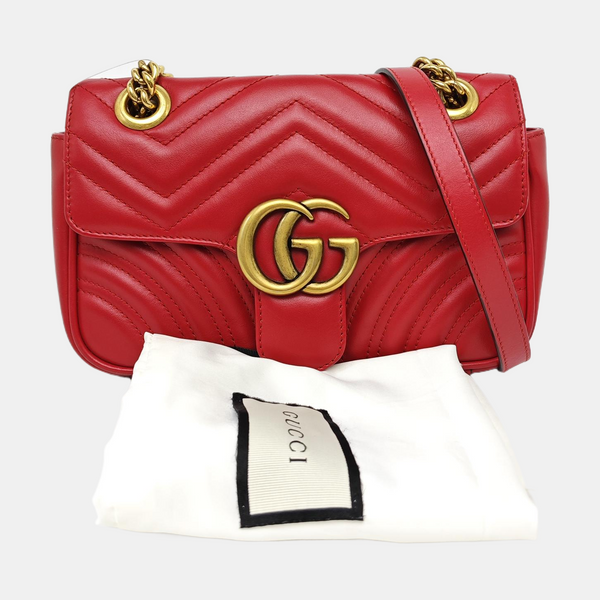 GG Marmont Small Quilted Calfskin Red