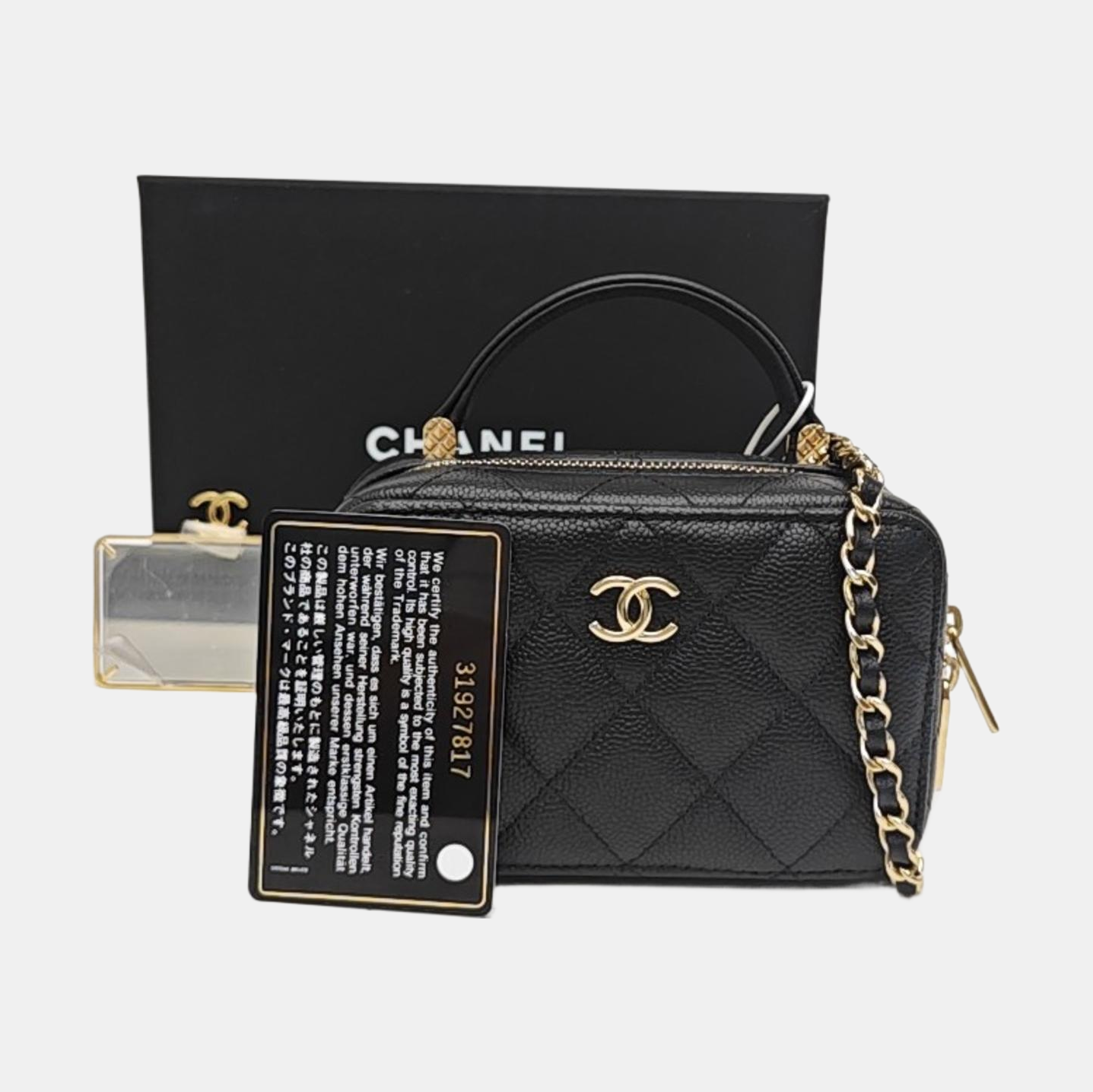 Quilted Grained Calfskin Shoulder Bag Black