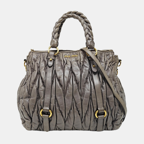 Quilted Calfskin Shoulder Bag Gray