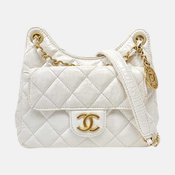 23C HOBO Small Quilted Calfskin White