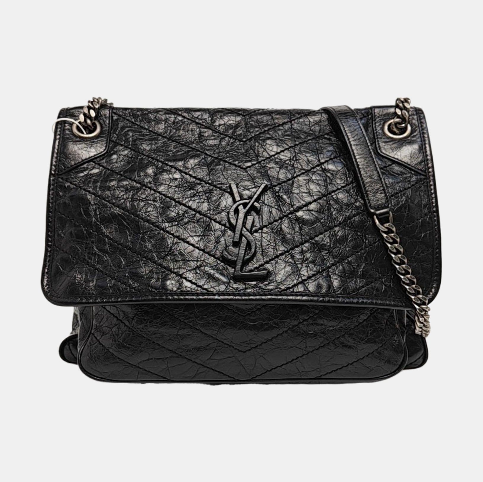 NIKI Large Chevron Calfskin Black