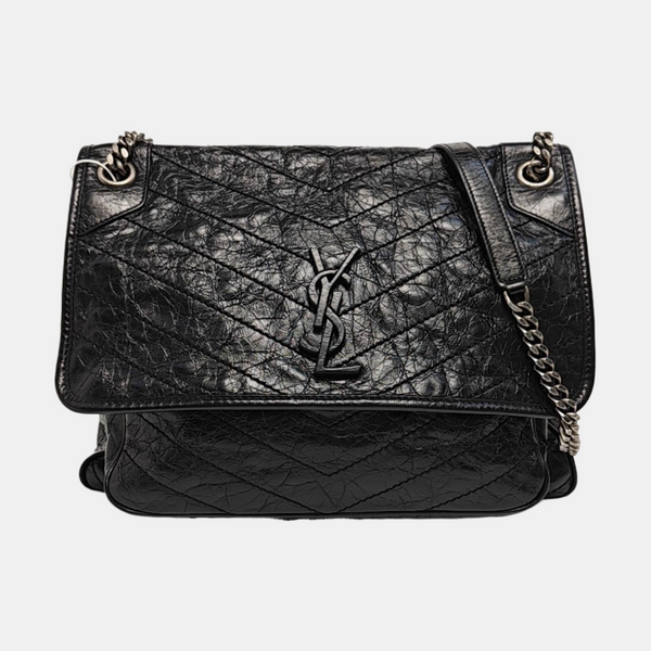 NIKI Large Chevron Calfskin Black