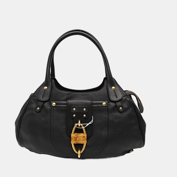 Calfskin Top Handle Bag Black