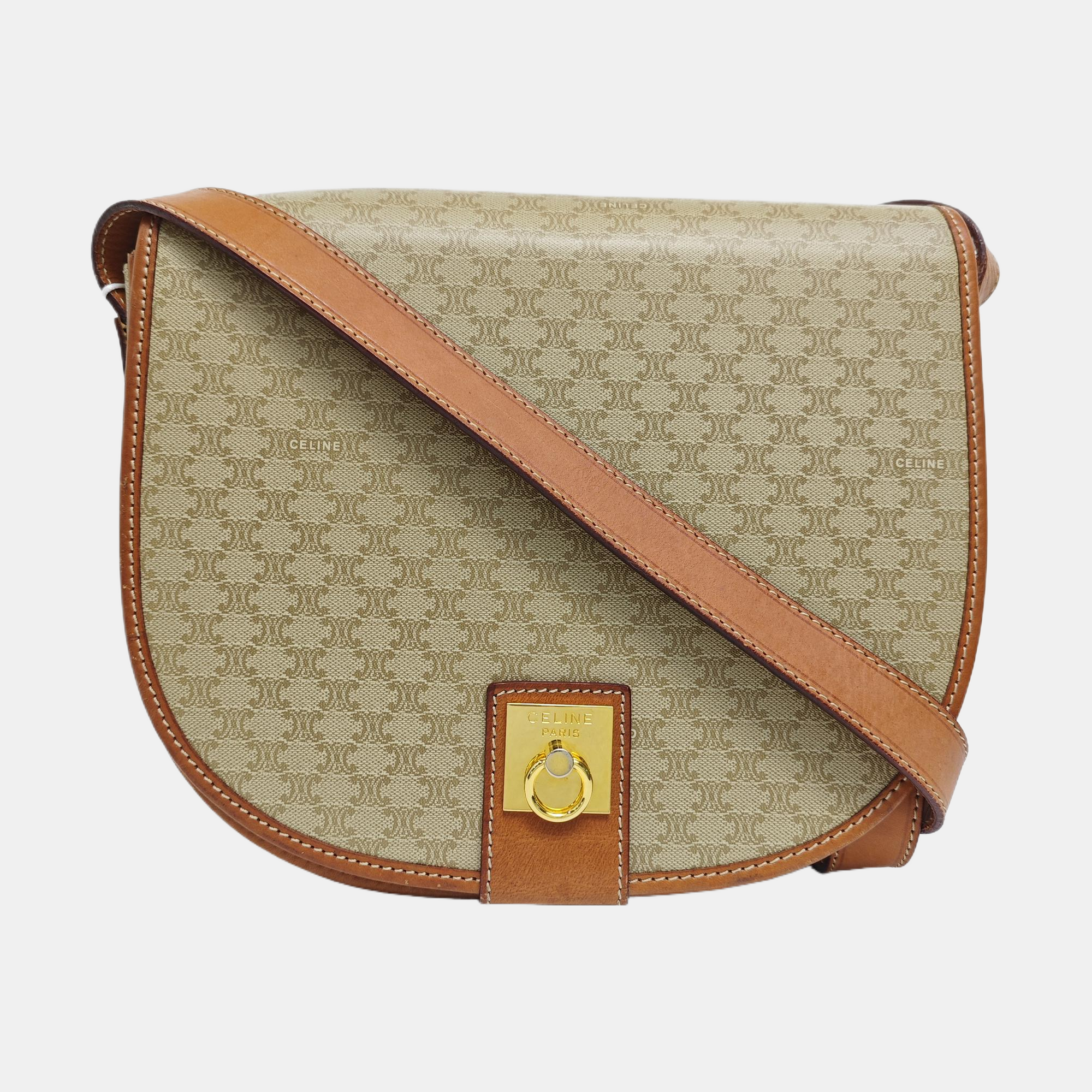 Coated Canvas Crossbody Bag Beige